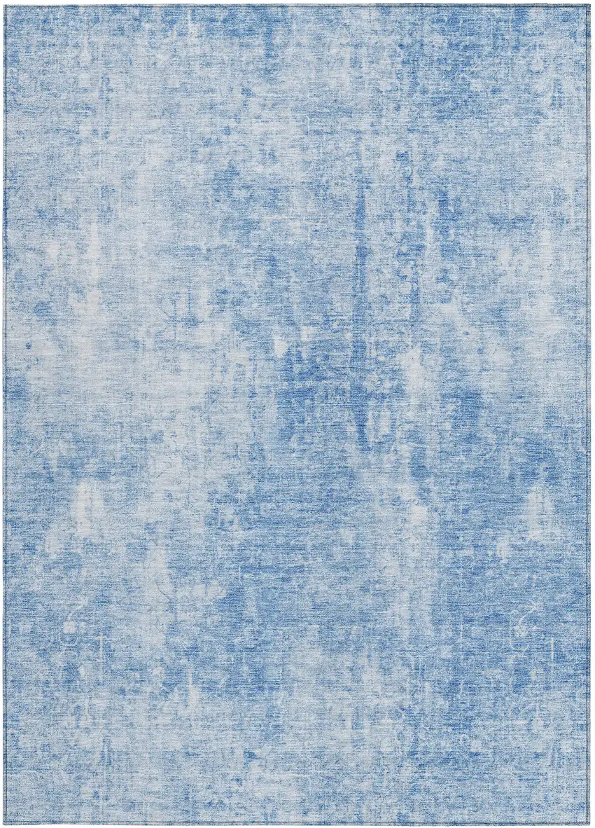 Denim Blue And Ivory Abstract Washable Indoor Outdoor Area Rug Photo 6