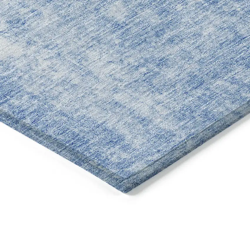 Denim Blue And Ivory Abstract Washable Indoor Outdoor Area Rug Photo 4