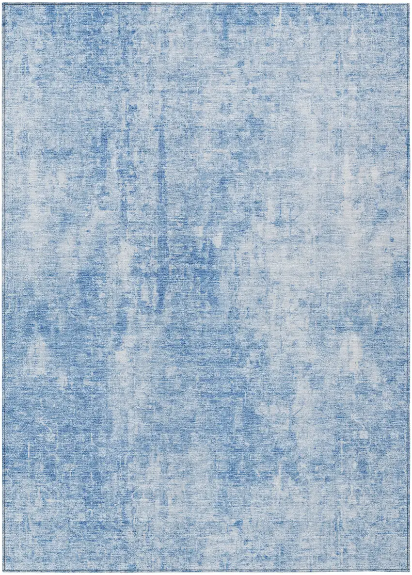 Denim Blue And Ivory Abstract Washable Indoor Outdoor Area Rug Photo 2