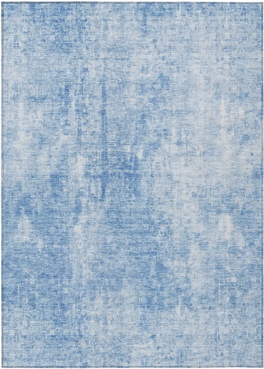 Denim Blue And Ivory Abstract Washable Indoor Outdoor Area Rug Photo 2