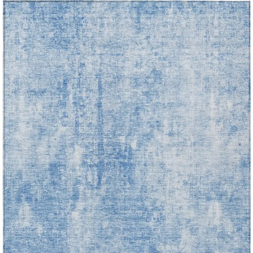 Denim Blue And Ivory Abstract Washable Indoor Outdoor Area Rug Photo 5