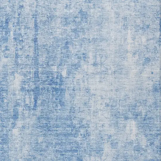 Denim Blue And Ivory Abstract Washable Indoor Outdoor Area Rug Photo 5