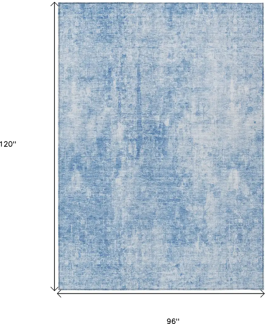 Denim Blue And Ivory Abstract Washable Indoor Outdoor Area Rug Photo 3