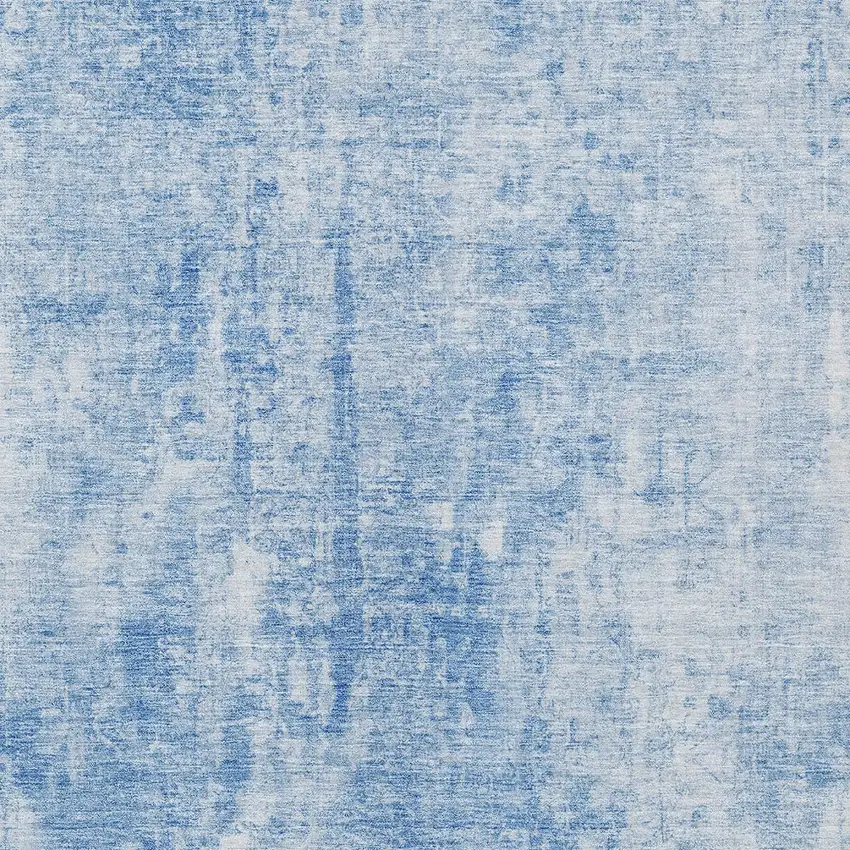 Denim Blue And Ivory Abstract Washable Indoor Outdoor Area Rug Photo 5