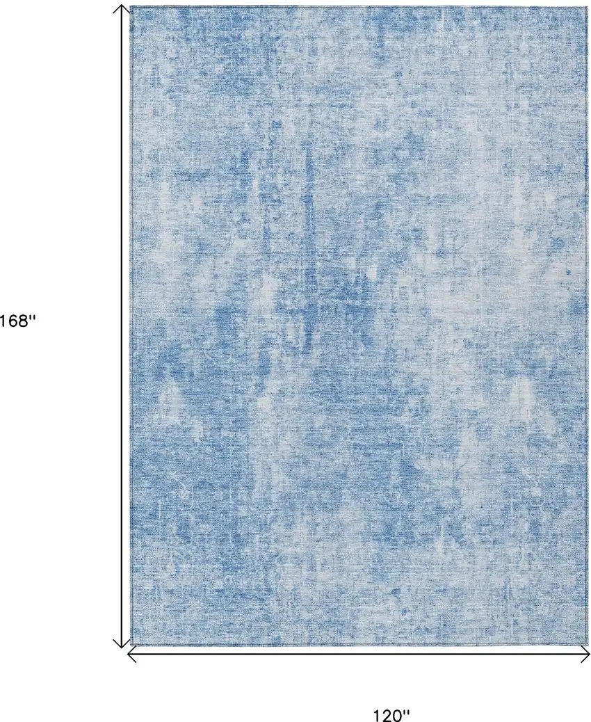Denim Blue And Ivory Abstract Washable Indoor Outdoor Area Rug Photo 3
