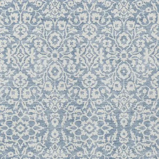 Denim Blue And Ivory Damask Washable Indoor Outdoor Area Rug Photo 6