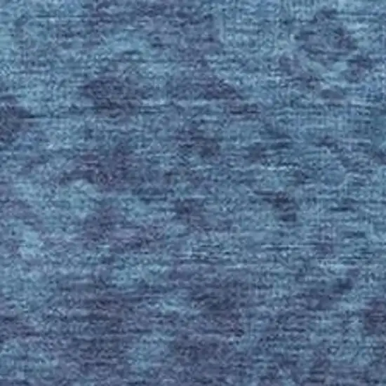 Denim Blue And Ivory Damask Washable Indoor Outdoor Area Rug Photo 3