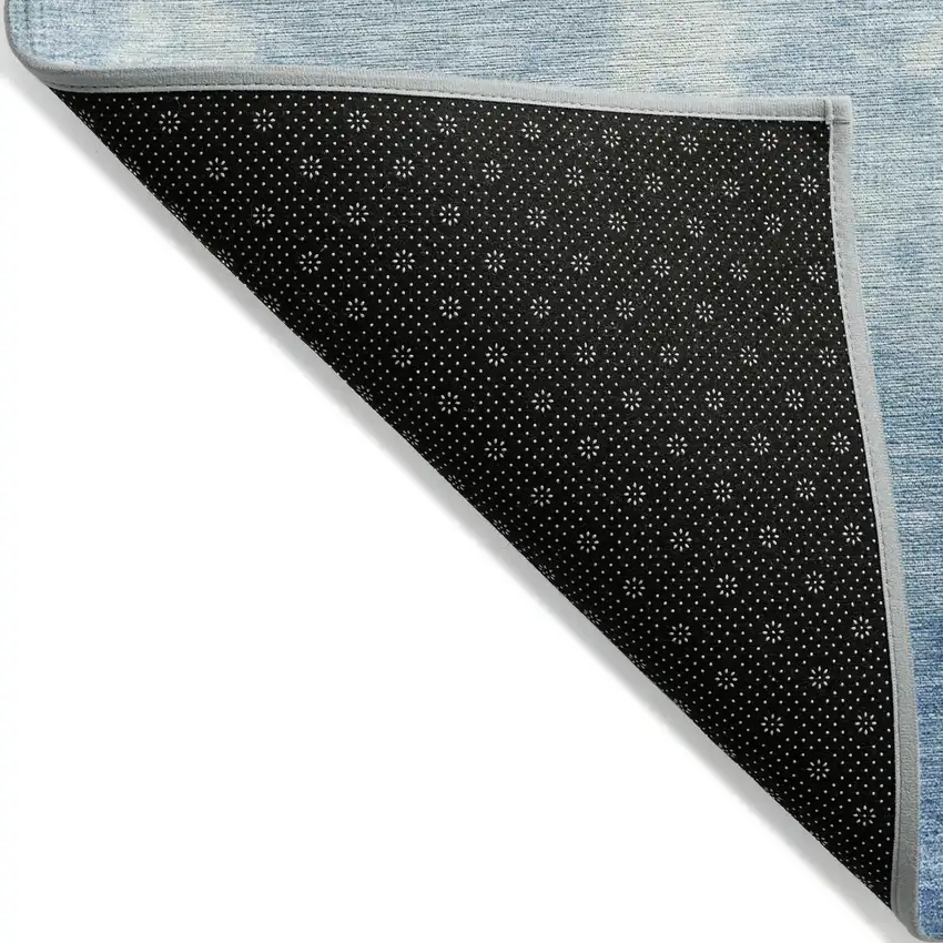 Denim Blue And Ivory Damask Washable Indoor Outdoor Area Rug Photo 7