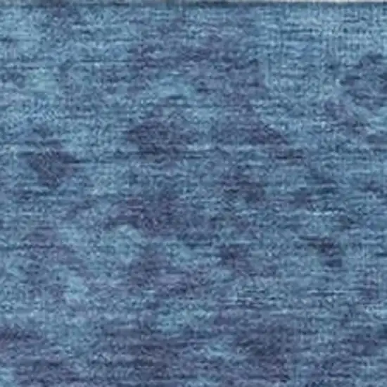 Denim Blue And Ivory Damask Washable Indoor Outdoor Area Rug Photo 3