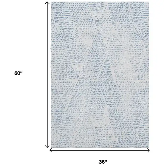 Denim Blue And Ivory Diamond Washable Area Rug With UV Protection Photo 3
