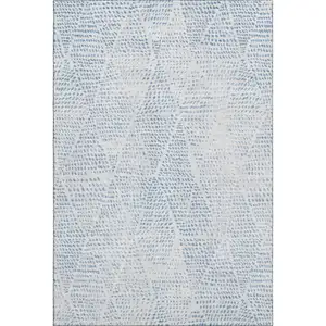 Photo of Denim Blue And Ivory Diamond Washable Area Rug With UV Protection
