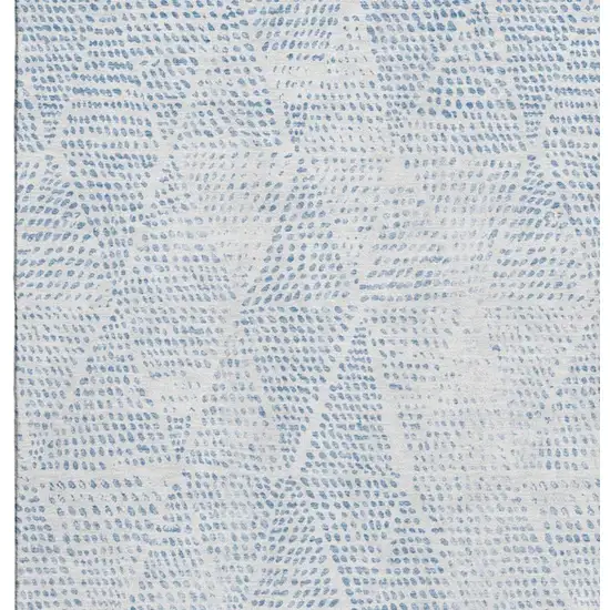 Denim Blue And Ivory Diamond Washable Area Rug With UV Protection Photo 4