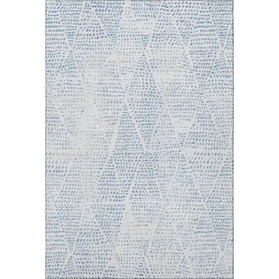 Denim Blue And Ivory Diamond Washable Area Rug With UV Protection Photo 4