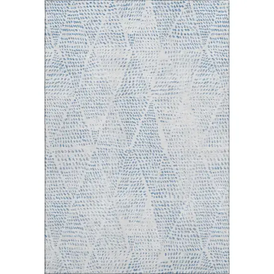 Denim Blue And Ivory Diamond Washable Area Rug With UV Protection Photo 1