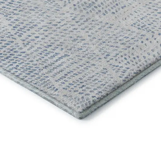 Denim Blue And Ivory Diamond Washable Area Rug With UV Protection Photo 8