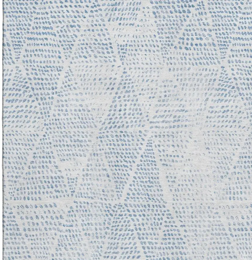 Denim Blue And Ivory Diamond Washable Area Rug With UV Protection Photo 4