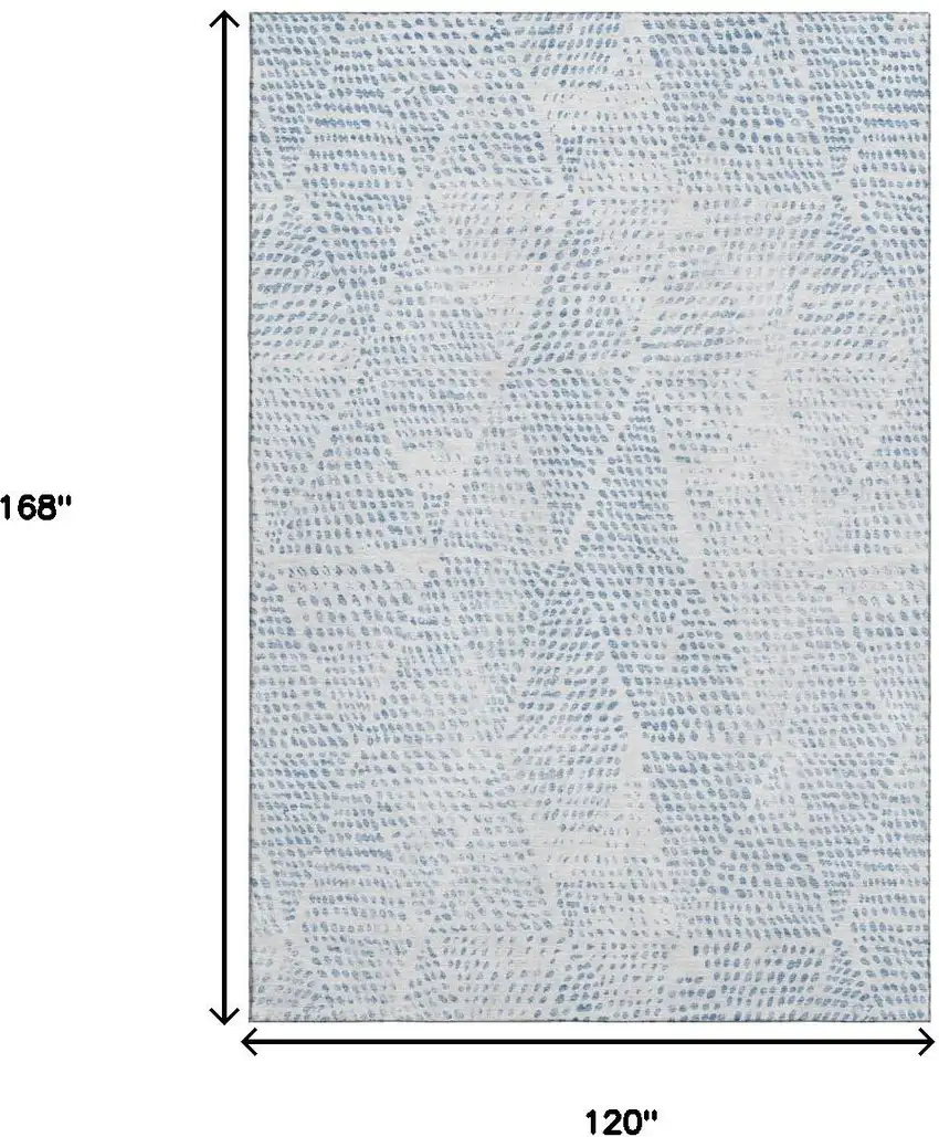 Denim Blue And Ivory Diamond Washable Area Rug With UV Protection Photo 3