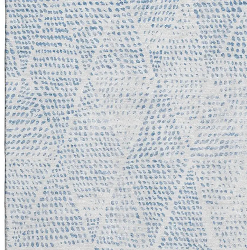 Denim Blue And Ivory Diamond Washable Area Rug With UV Protection Photo 3