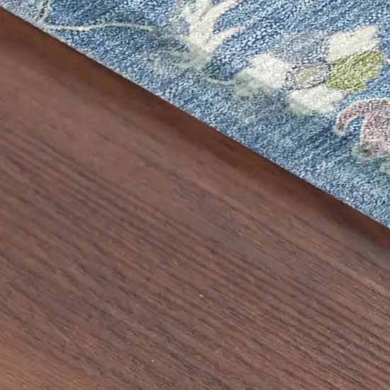 Denim Blue And Ivory Floral Medallion Washable Indoor Outdoor Area Rug Photo 3