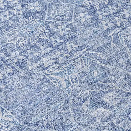 Denim Blue And Ivory Floral Washable Indoor Outdoor Area Rug Photo 8