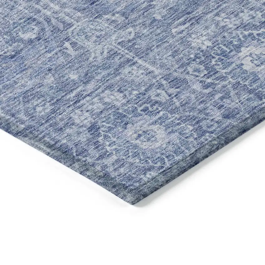 Denim Blue And Ivory Floral Washable Indoor Outdoor Area Rug Photo 4