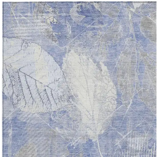 Denim Blue And Ivory Floral Washable Indoor Outdoor Area Rug Photo 3