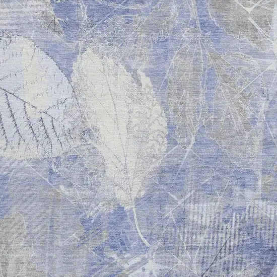 Denim Blue And Ivory Floral Washable Indoor Outdoor Area Rug Photo 3