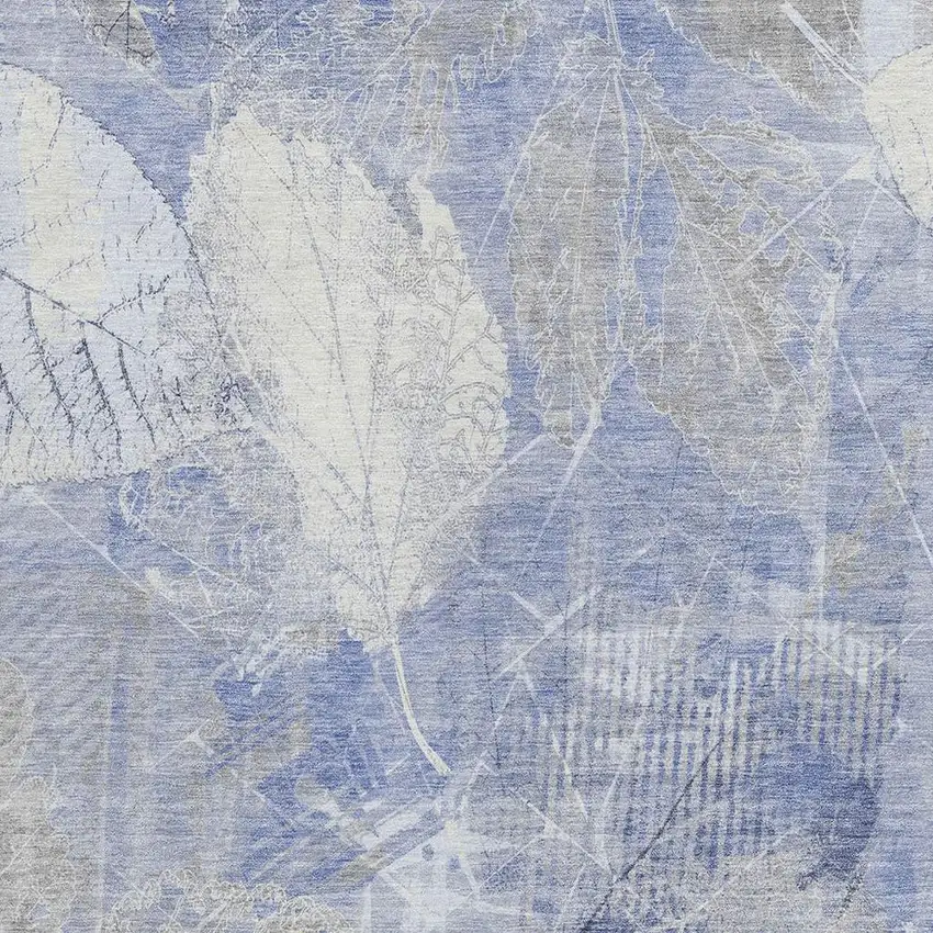 Denim Blue And Ivory Floral Washable Indoor Outdoor Area Rug Photo 3