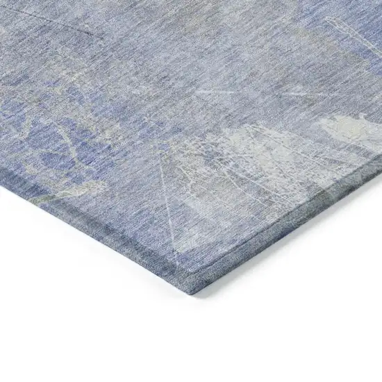 Denim Blue And Ivory Floral Washable Indoor Outdoor Area Rug Photo 6