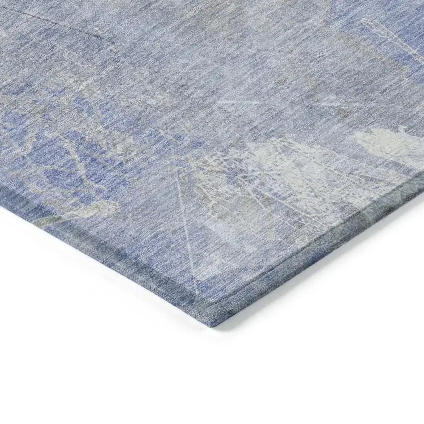 Denim Blue And Ivory Floral Washable Indoor Outdoor Area Rug Photo 6