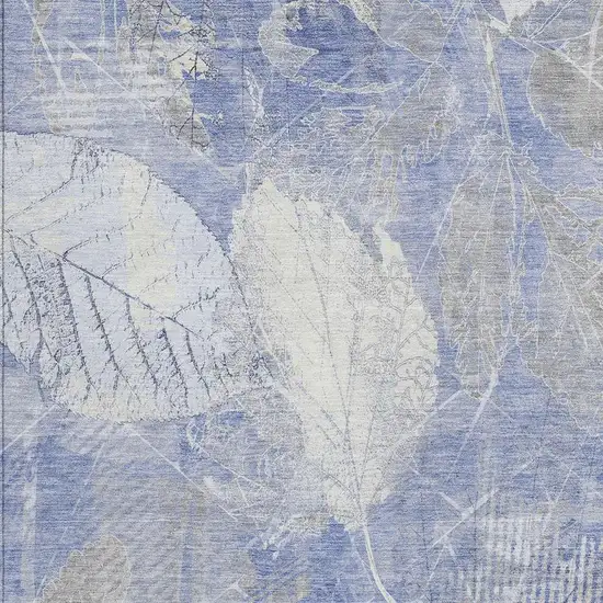 Denim Blue And Ivory Floral Washable Indoor Outdoor Area Rug Photo 3