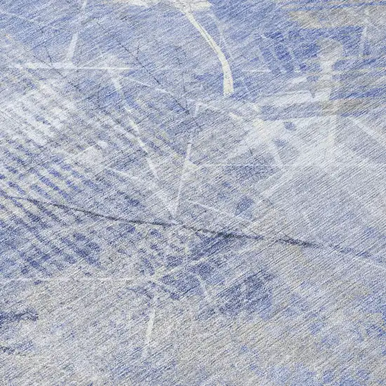 Denim Blue And Ivory Floral Washable Indoor Outdoor Area Rug Photo 8