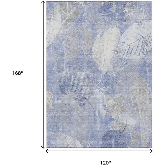 Denim Blue And Ivory Floral Washable Indoor Outdoor Area Rug Photo 9