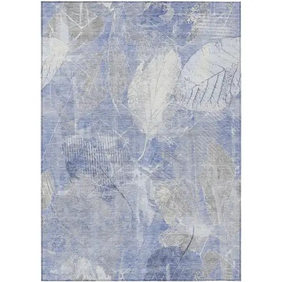 Denim Blue And Ivory Floral Washable Indoor Outdoor Area Rug Photo 8