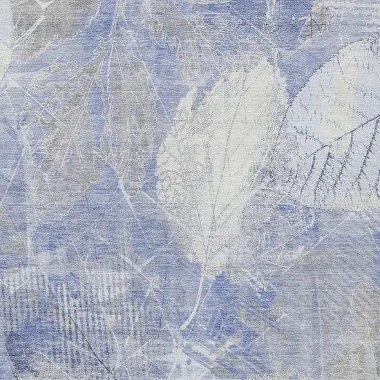 Denim Blue And Ivory Floral Washable Indoor Outdoor Area Rug Photo 7