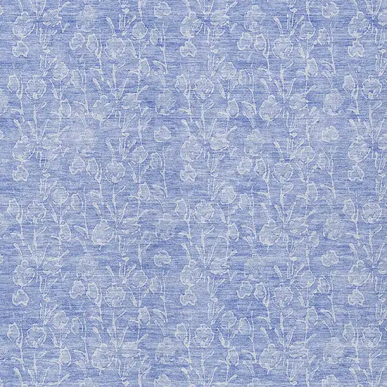 Denim Blue And Ivory Floral Washable Indoor Outdoor Area Rug Photo 5