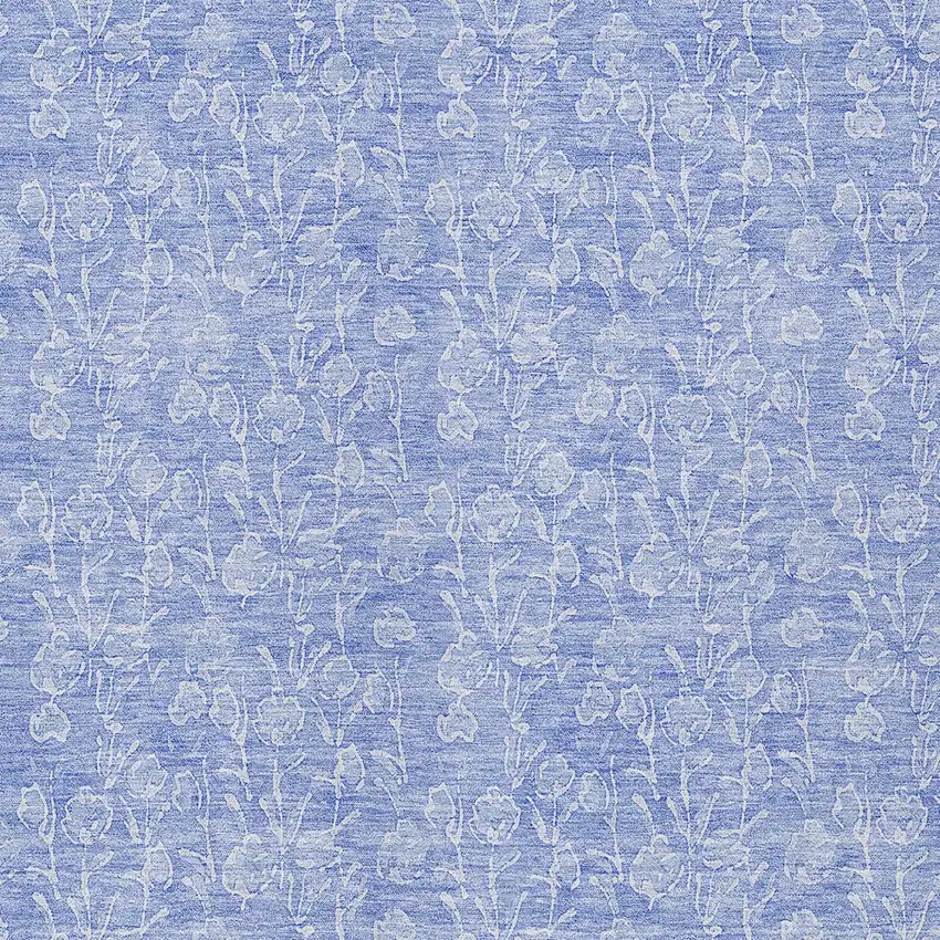 Denim Blue And Ivory Floral Washable Indoor Outdoor Area Rug Photo 5