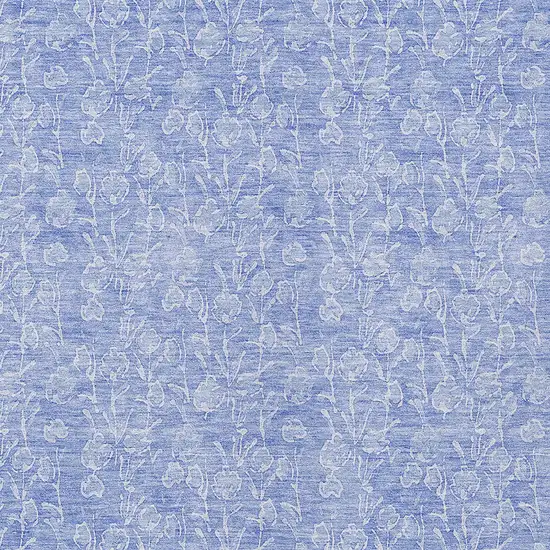 Denim Blue And Ivory Floral Washable Indoor Outdoor Area Rug Photo 5