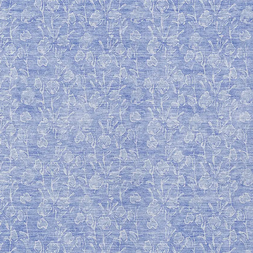 Denim Blue And Ivory Floral Washable Indoor Outdoor Area Rug Photo 5