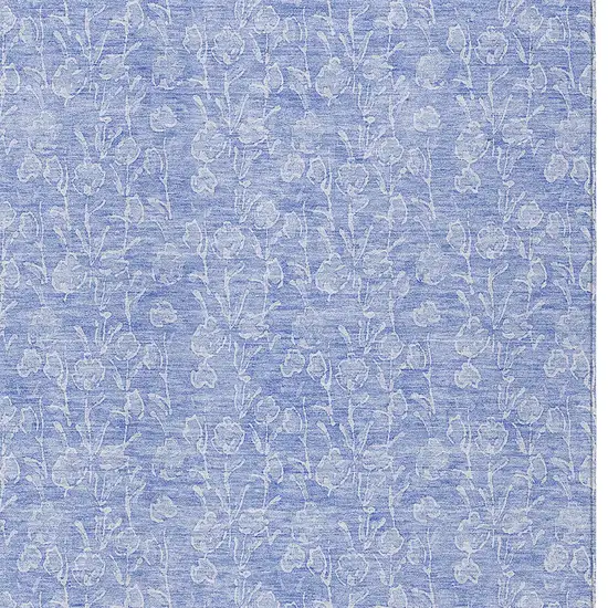 Denim Blue And Ivory Floral Washable Indoor Outdoor Area Rug Photo 5