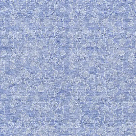 Denim Blue And Ivory Floral Washable Indoor Outdoor Area Rug Photo 5