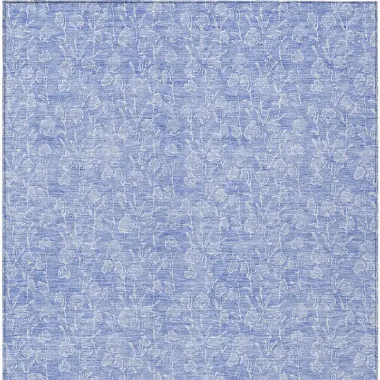Denim Blue And Ivory Floral Washable Indoor Outdoor Area Rug Photo 6