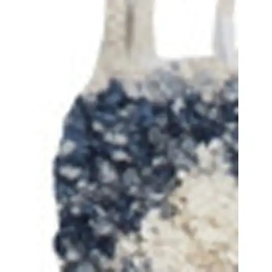 Denim Blue And Ivory Geometric Shag Non Skid Area Rug With Fringe Photo 7