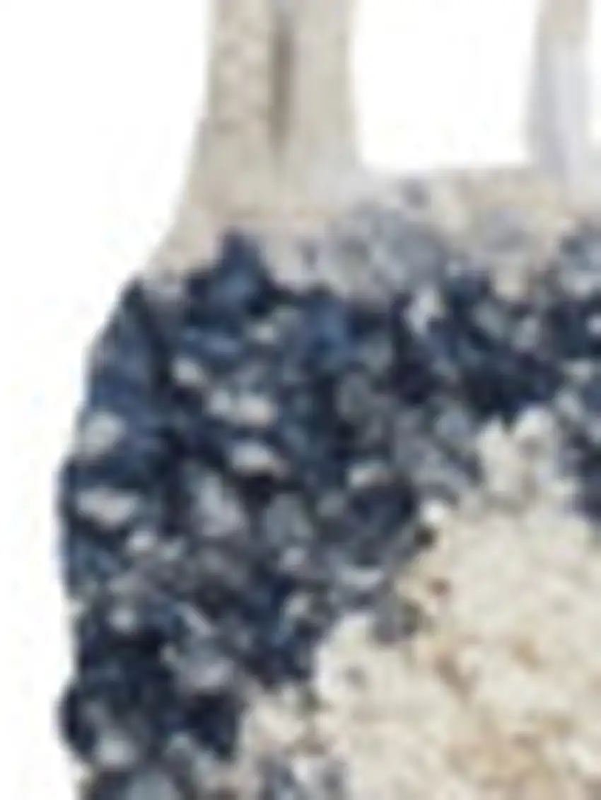 Denim Blue And Ivory Geometric Shag Non Skid Area Rug With Fringe Photo 7