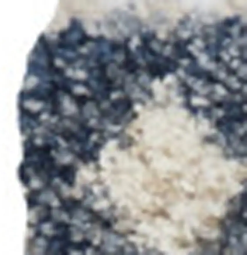 Denim Blue And Ivory Geometric Shag Non Skid Area Rug Photo 6