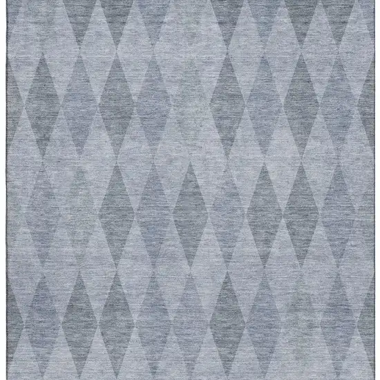 Denim Blue And Ivory Geometric Washable Area Rug With UV Protection Photo 3