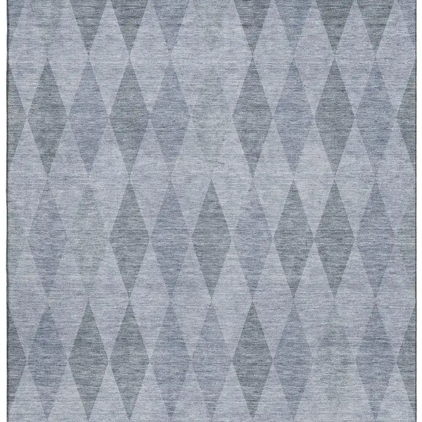 Denim Blue And Ivory Geometric Washable Area Rug With UV Protection Photo 3