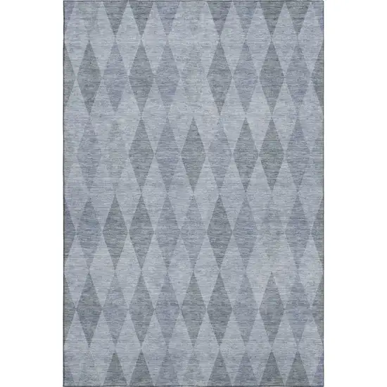 Denim Blue And Ivory Geometric Washable Area Rug With UV Protection Photo 1