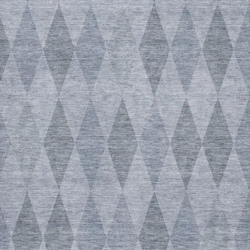 Denim Blue And Ivory Geometric Washable Area Rug With UV Protection Photo 4