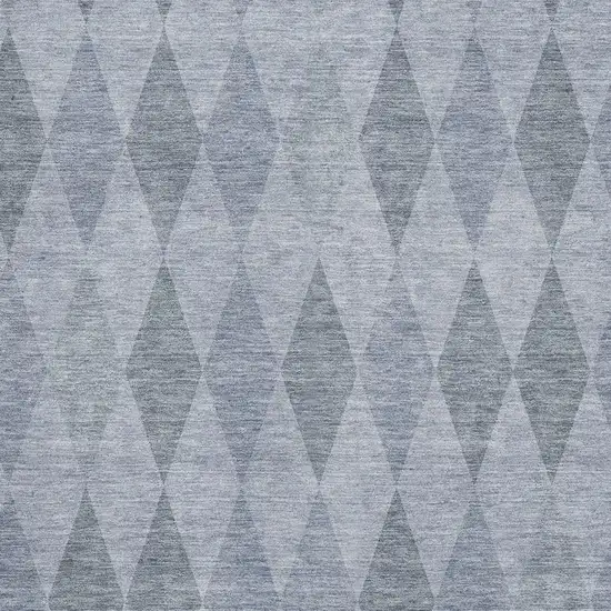 Denim Blue And Ivory Geometric Washable Area Rug With UV Protection Photo 3